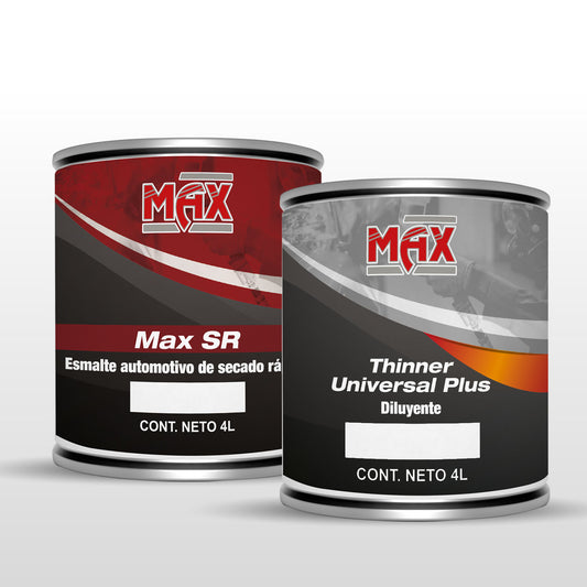 Kit Esmalte Automotriz Max SR Blanco + Thinner Universal Plus 4L (Relación mezcla 1:1)