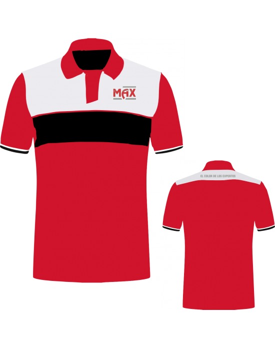 PLAYERA POLO ROJO BLANCO Y NEGRO (7 puntos)