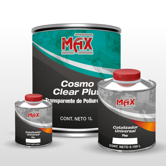 Kit Cosmo Clear Plus 1L + Catalizador Universal Plus 250ml + Catalizador Universal Plus 150 ml (Relación mezcla 3:1+50 - 75%)