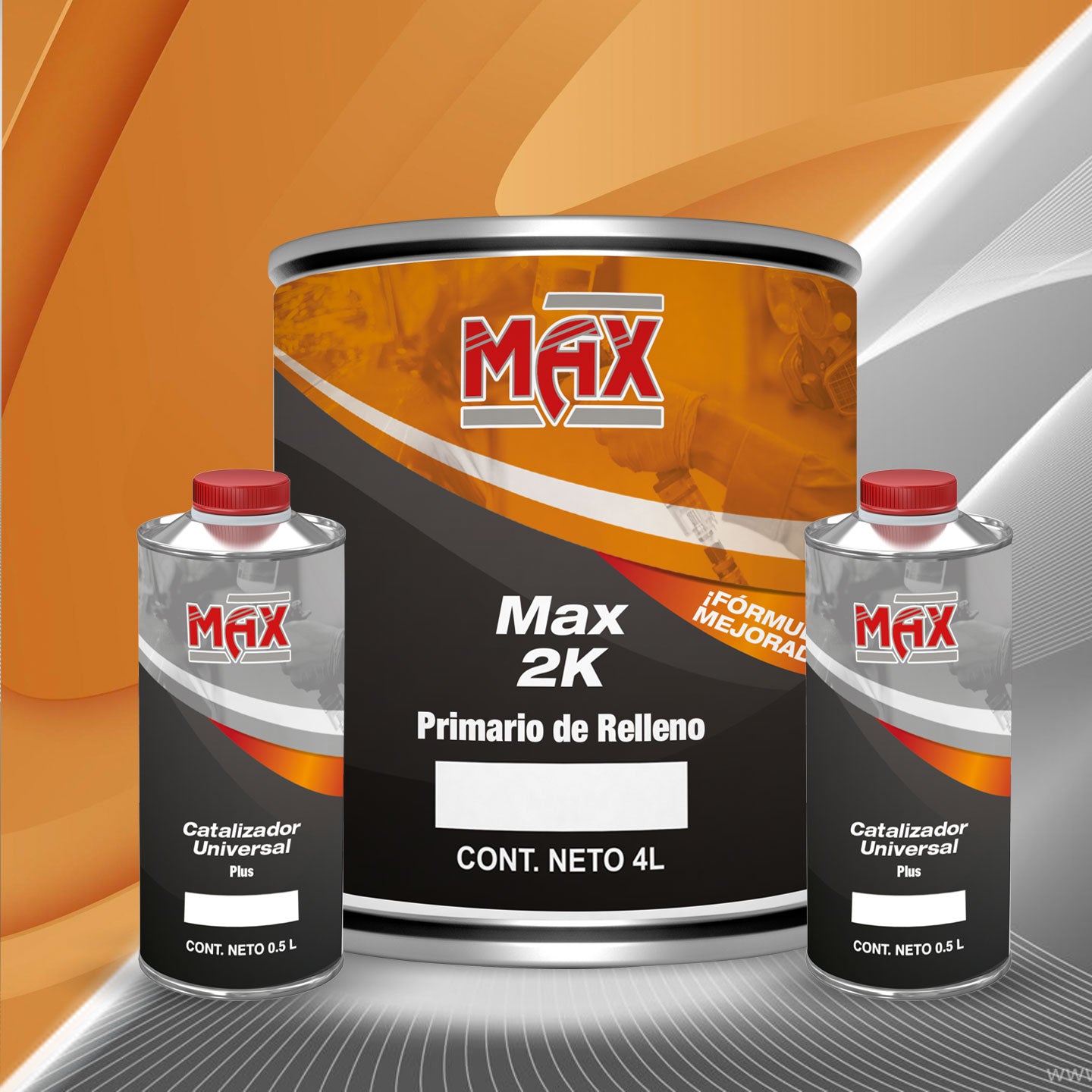 Kit Max 2K 4L + 2 Catalizadores Universal Plus 0.5 L